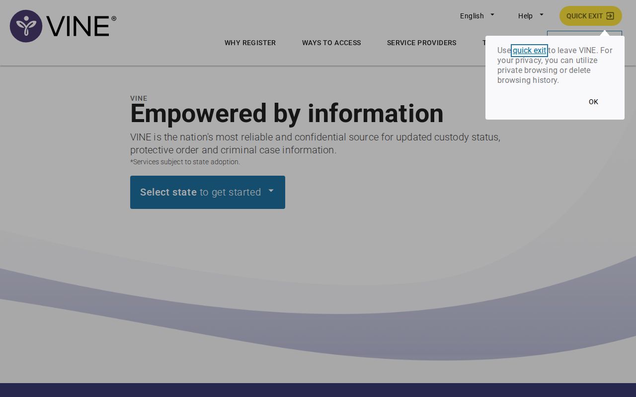 VINELink Tennessee search screen for Dyer County custody checks